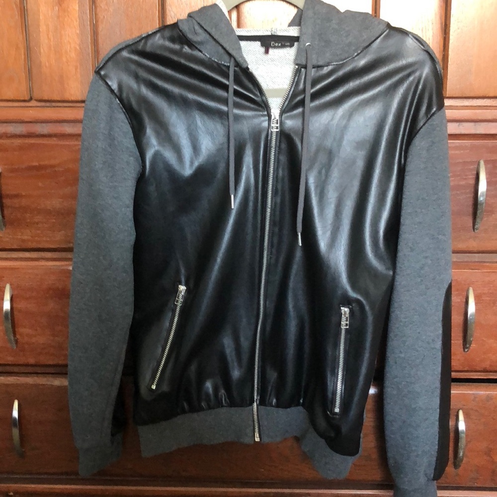 Hoodie w leather